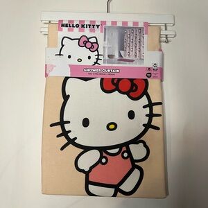Hello Kitty Pink Flowers Cream background Shower Curtain